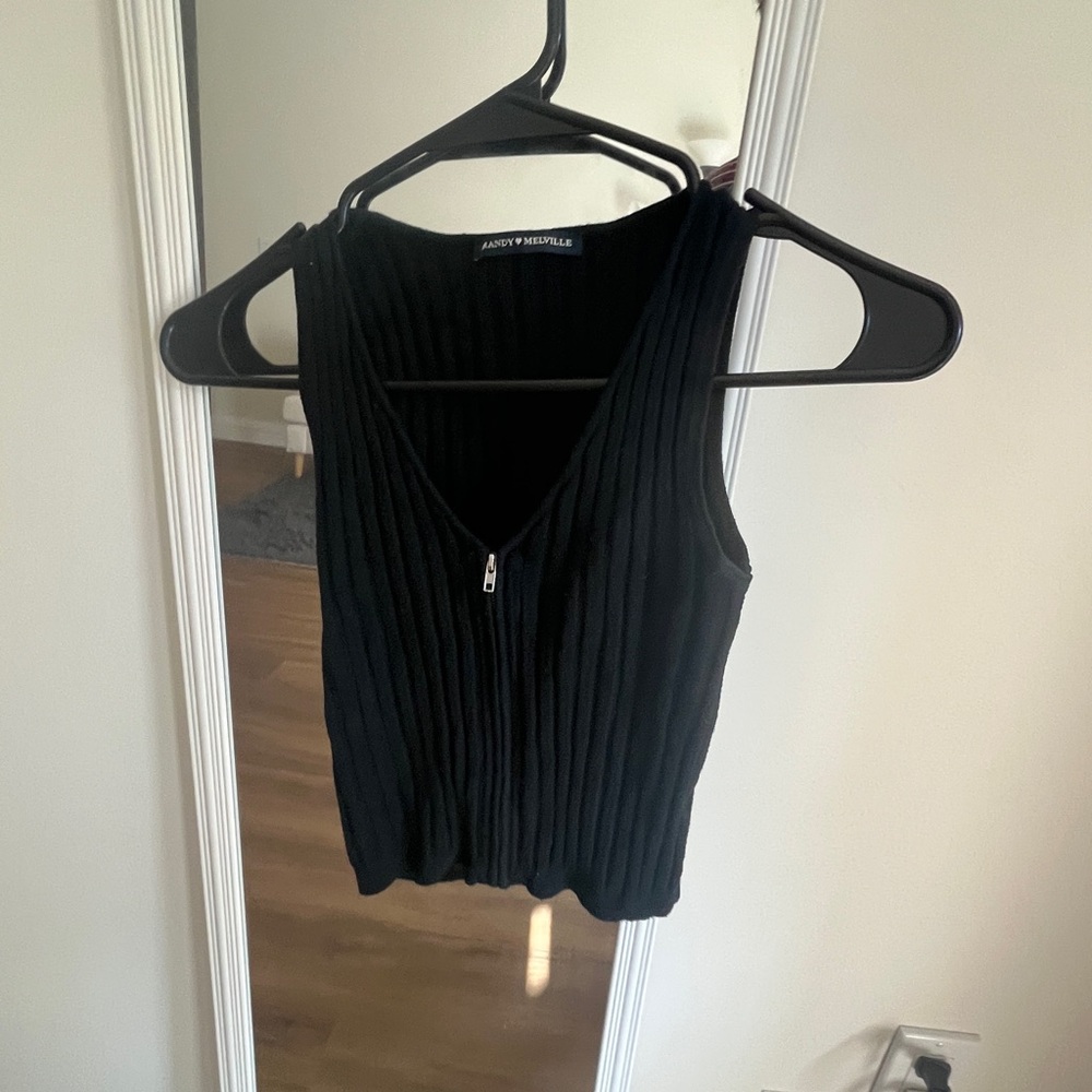 Brandy melville black zip crop top